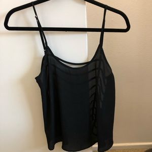 Lush Sheer Black Tank Top Open Back